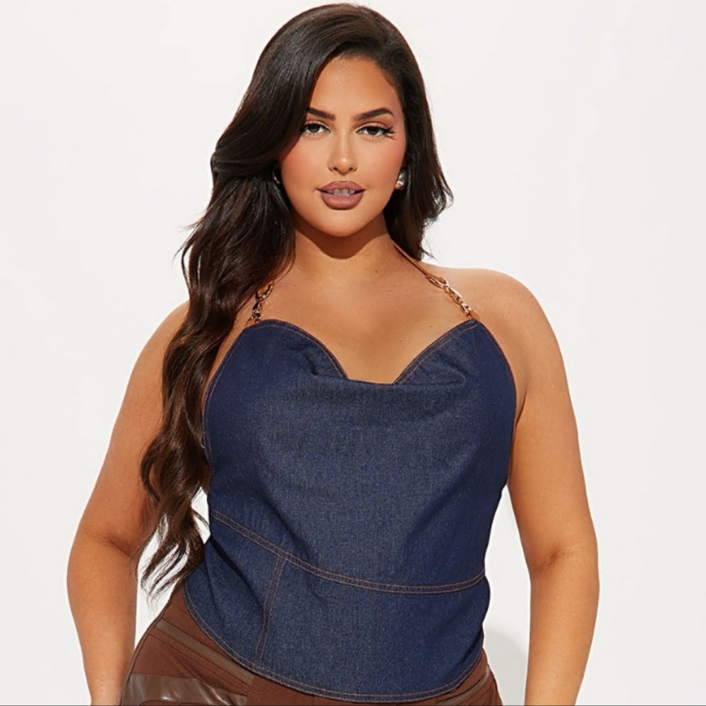 Fashion Nova Denim Halter Top